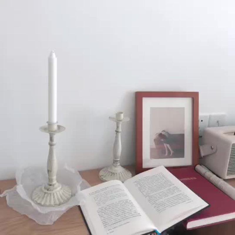 Provençal Candlestick — Distressed White Iron