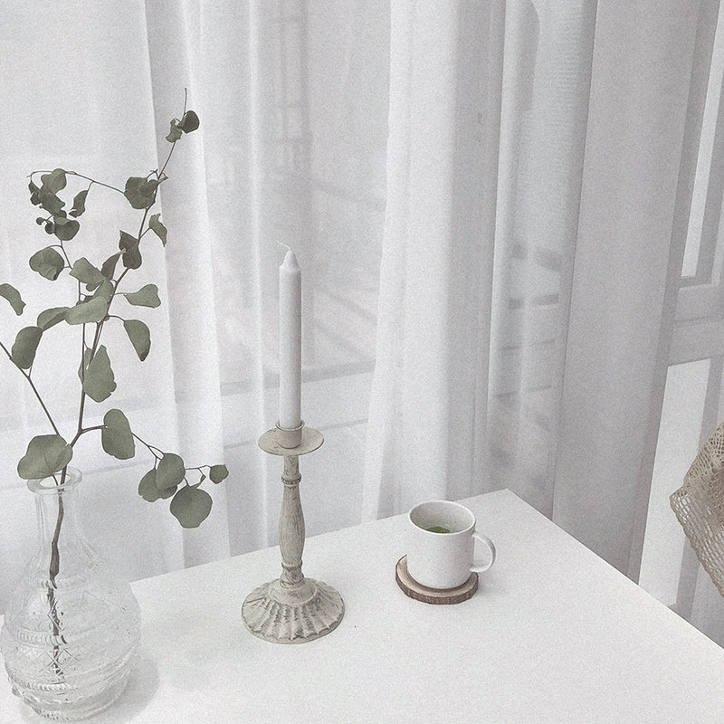 Provençal Candlestick — Distressed White Iron