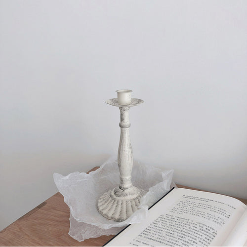 Provençal Candlestick — Distressed White Iron